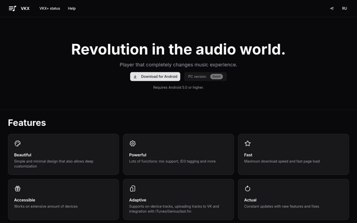 Screenshot of vkx.app