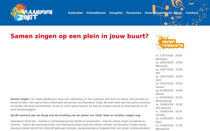 Zrzut ekranu vlaanderenzingt.be