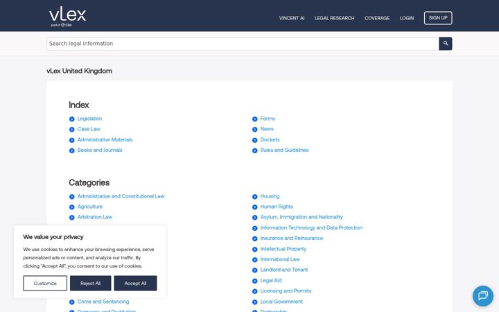 Screenshot of vlex.co.uk
