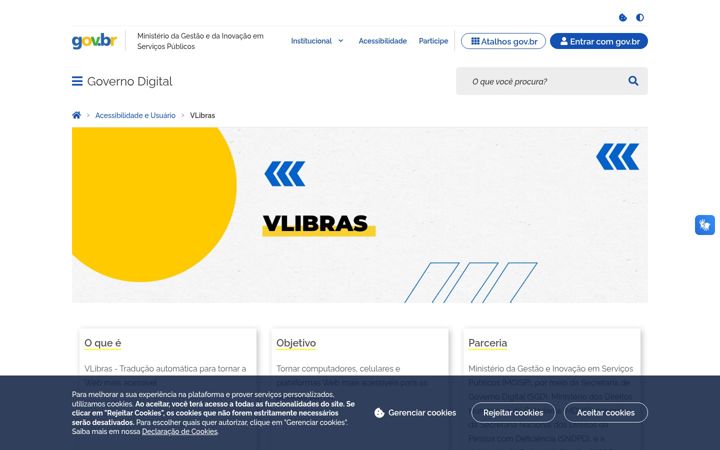 Kuvakaappaus sivustosta vlibras.gov.br