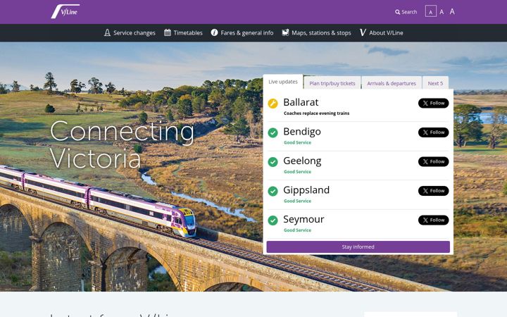 Screenshot stránky vline.com.au