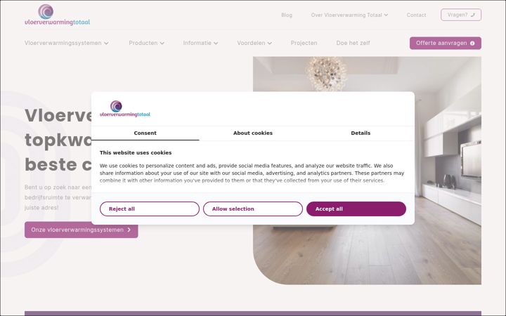 Skärmbild av vloerverwarmingen.nl