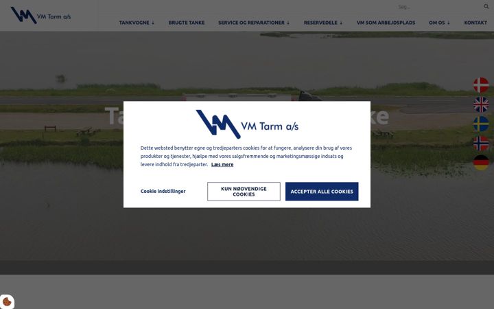 Kuvakaappaus sivustosta vmtarm.dk