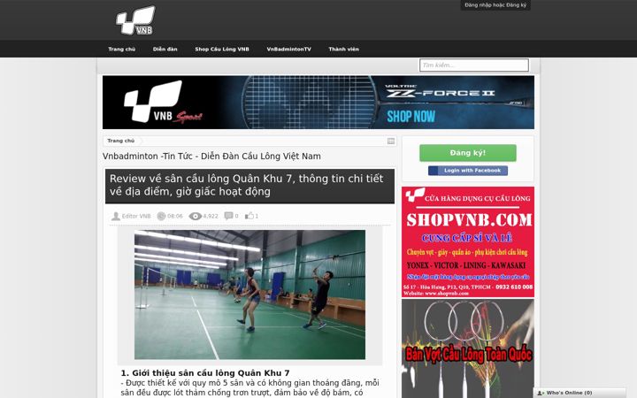 Screenshot of vnbadminton.com