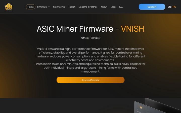 Screenshot of vnish-firmware.com