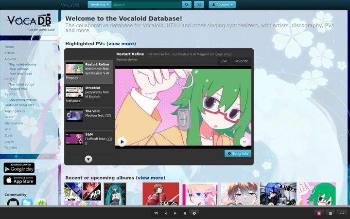 Screenshot of vocadb.net