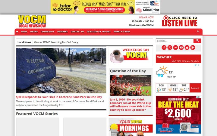 Screenshot of vocm.com