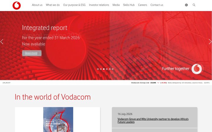 Screenshot of vodacom.com
