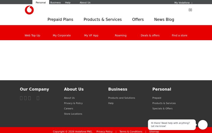 Screenshot of vodafone.com.pg