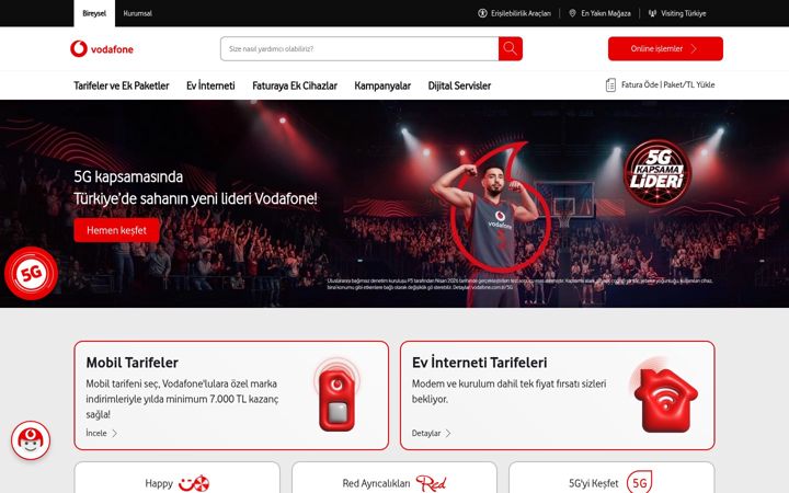 Screenshot ta' vodafone.com.tr