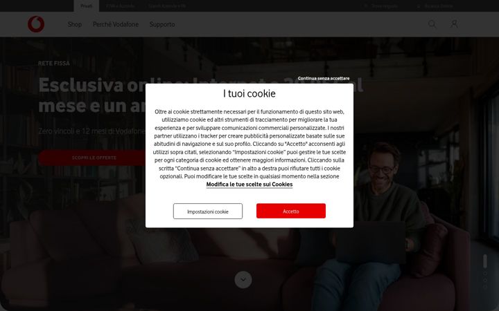Ekrano kopija vodafone.it