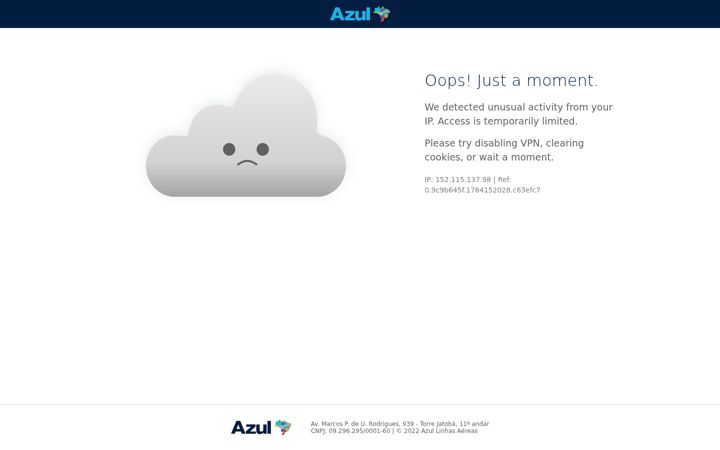 Screenshot di voeazul.com.br