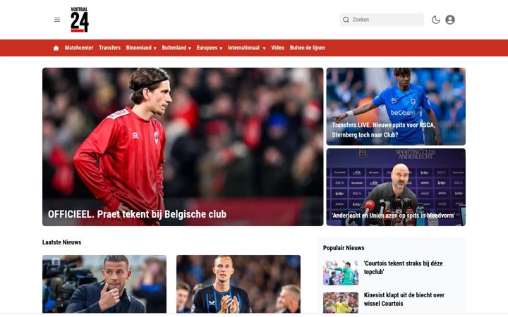 Screenshot of voetbal24.be