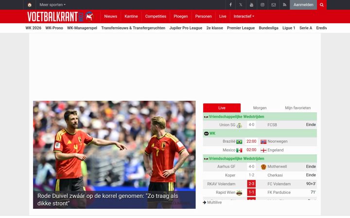 Screenshot of voetbalkrant.com
