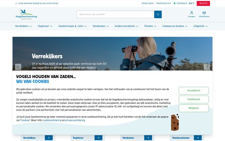Screenshot of vogelbeschermingshop.nl