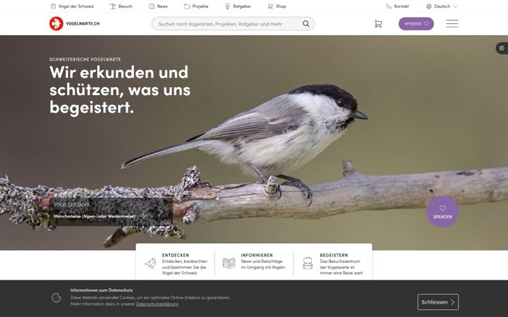 Screenshot of vogelwarte.ch