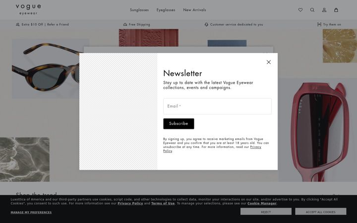 Screenshot of vogue-eyewear.com