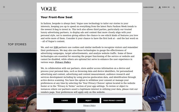 Screenshot of vogue.co.uk