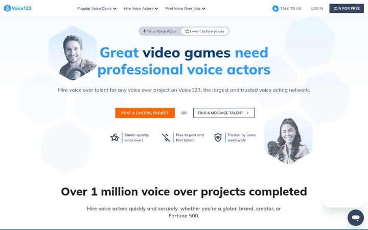 Screenshot of voice123.com