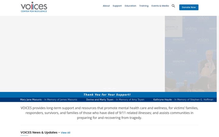Screenshot of voicesofsept11.org