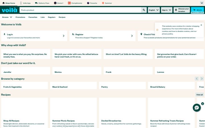 Screenshot of voila.ca