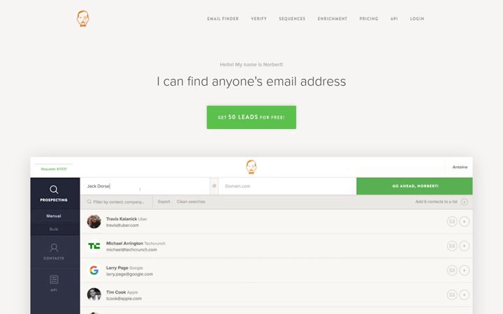 Screenshot of voilanorbert.com