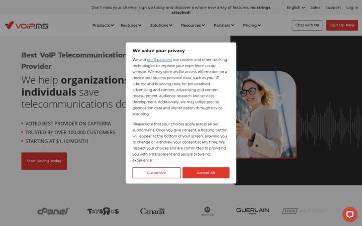 Screenshot of voip.ms