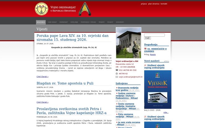Screenshot of vojni-ordinarijat.hr