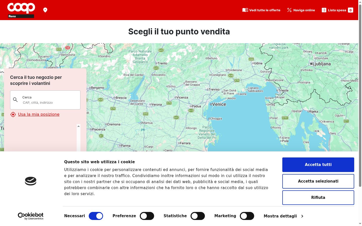 Captura de ecrã do banner de consentimento apresentado antes de qualquer interação