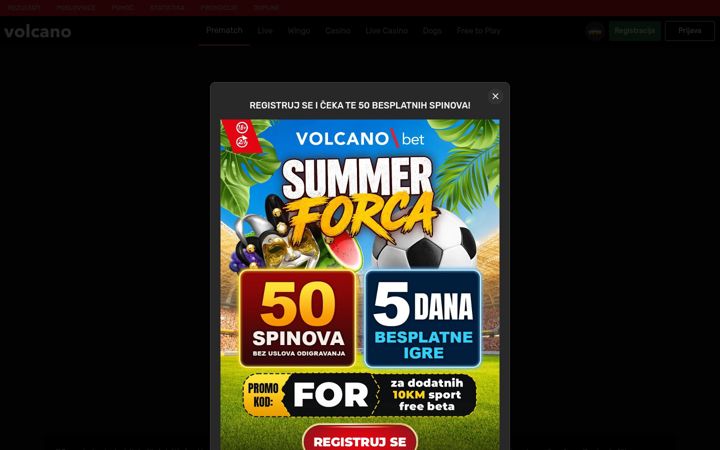 Screenshot di volcanobet.ba