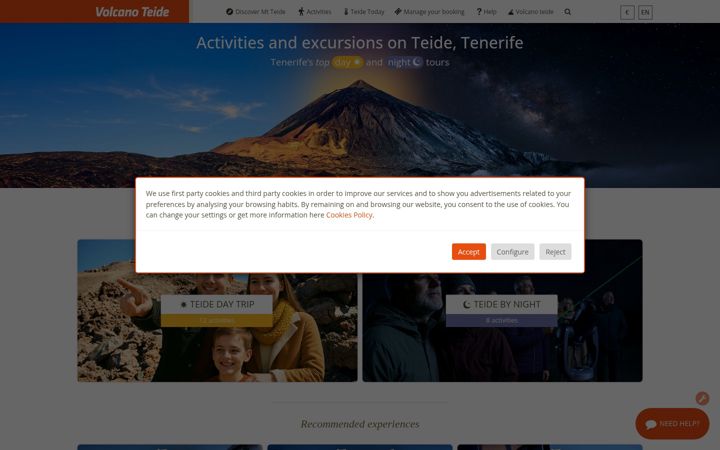 Screenshot of volcanoteide.com