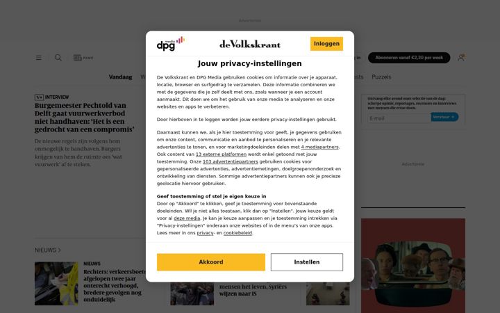 Screenshot stránky volkskrant.nl
