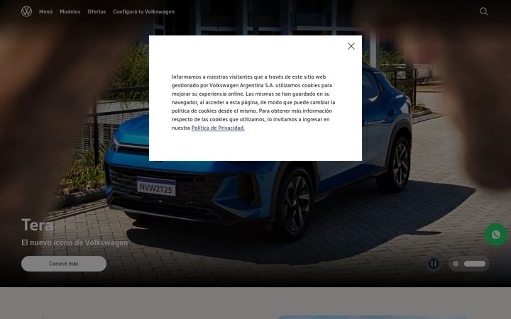 Screenshot of volkswagen.com.ar
