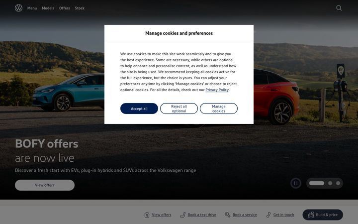 Skärmbild av volkswagen.com.au