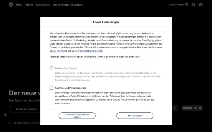Screenshot van volkswagen.de