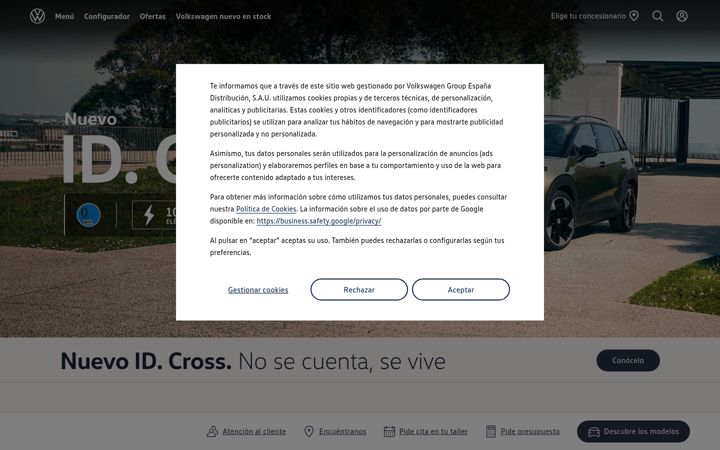 Screenshot of volkswagen.es