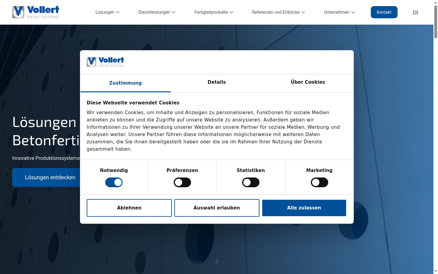 Screenshot of the consent banner shown before any interaction