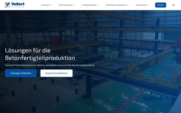 Screenshot of vollertprecastsolutions.com