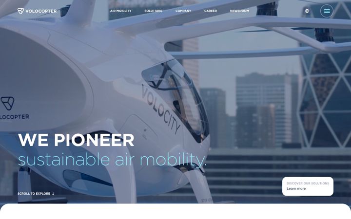 Screenshot of volocopter.com
