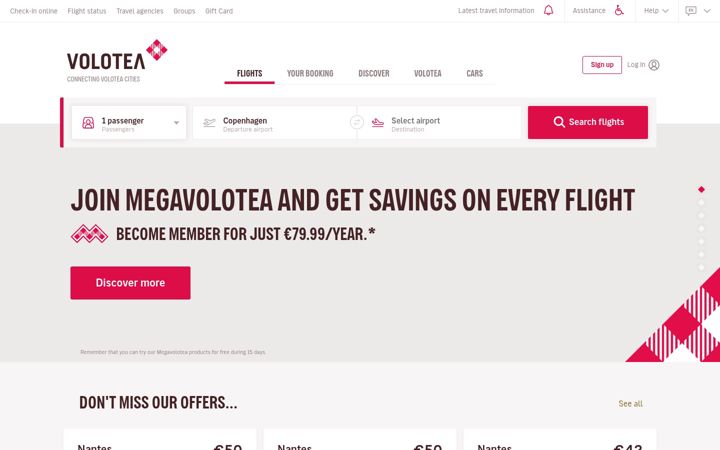 Screenshot ta' volotea.com