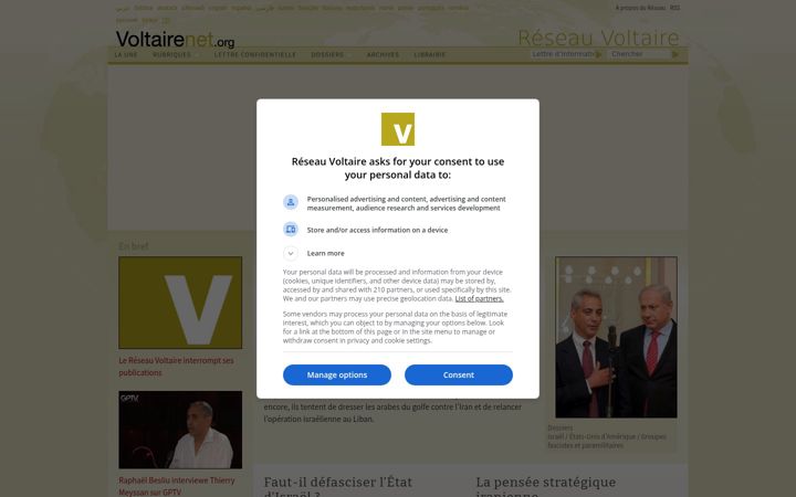 Kuvakaappaus sivustosta voltairenet.org