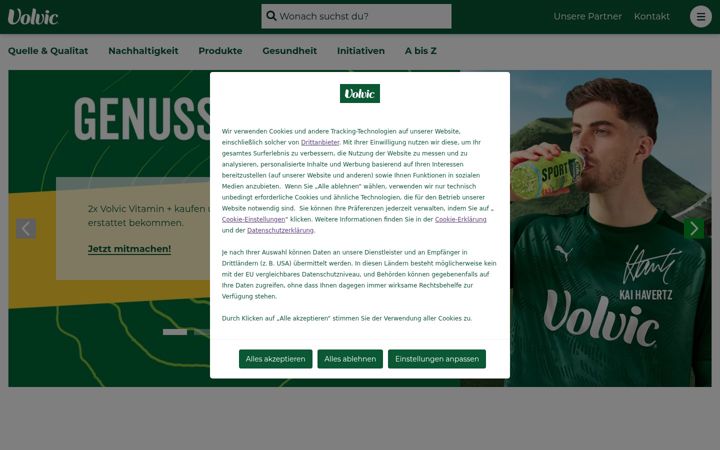 Screenshot of volvic.de