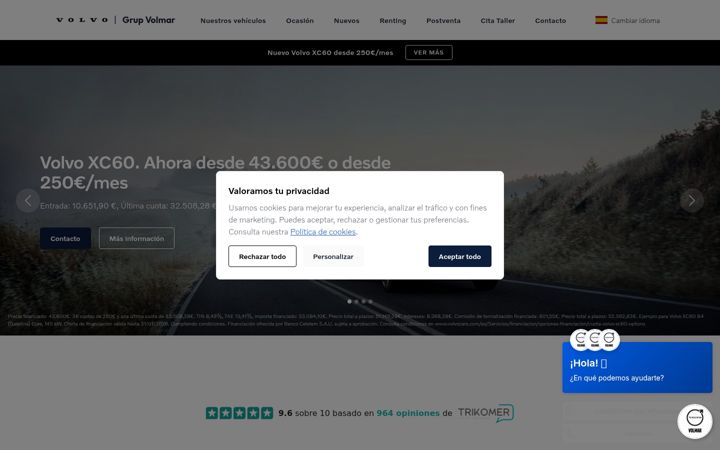 Екранна снимка на volvocarsmataro.com