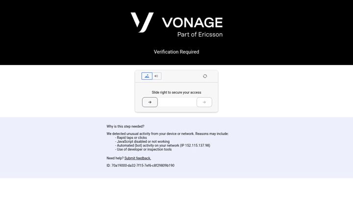 Ekrano kopija vonage.com