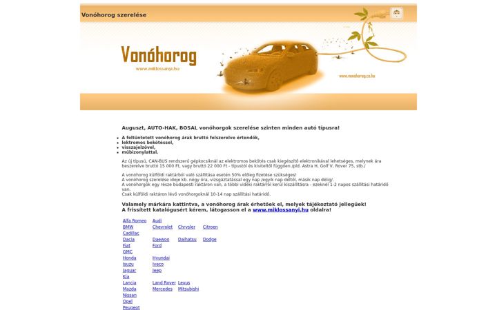 Screenshot of vonohorog.co.hu