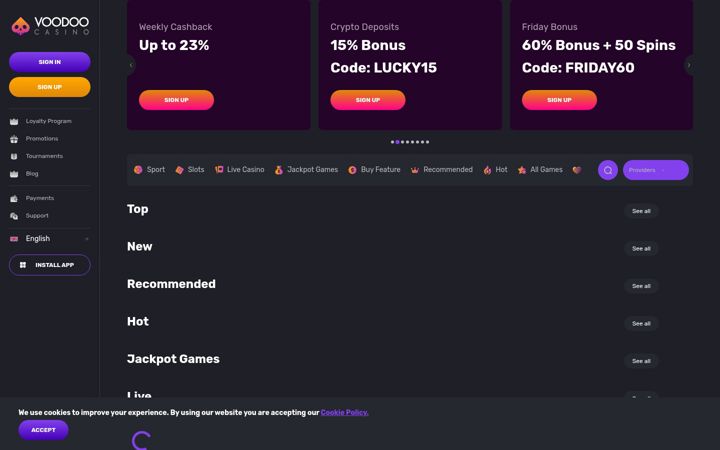 Screenshot of voodoo.casino