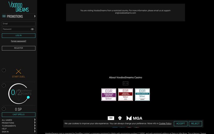 Screenshot of voodoodreams.com