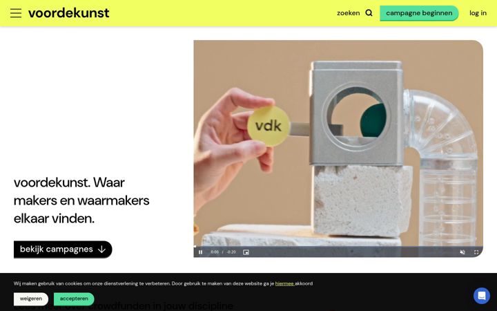 Screenshot of voordekunst.nl