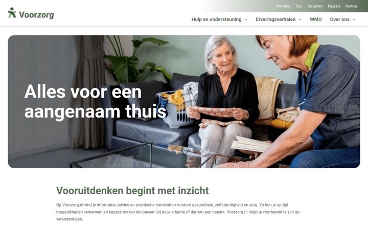 Snímek obrazovky voorzorg.nl