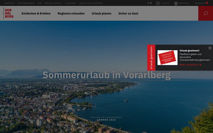 Screenshot of vorarlberg.travel